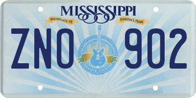 MS license plate ZNO902