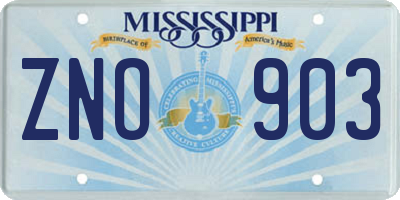 MS license plate ZNO903