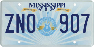 MS license plate ZNO907