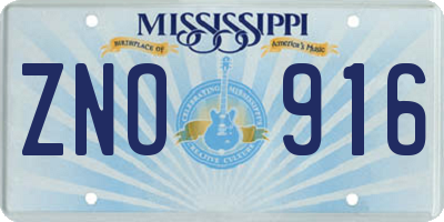 MS license plate ZNO916