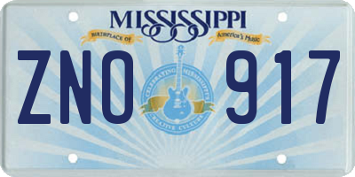 MS license plate ZNO917