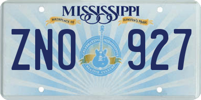 MS license plate ZNO927