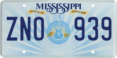 MS license plate ZNO939