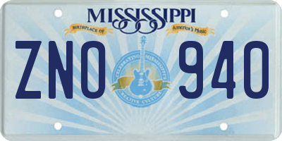 MS license plate ZNO940