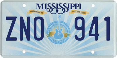 MS license plate ZNO941