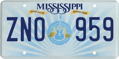 MS license plate ZNO959