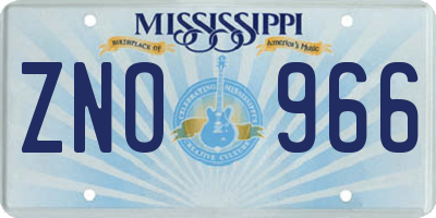 MS license plate ZNO966