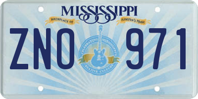 MS license plate ZNO971