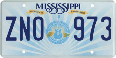 MS license plate ZNO973