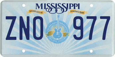 MS license plate ZNO977