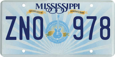 MS license plate ZNO978