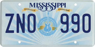 MS license plate ZNO990