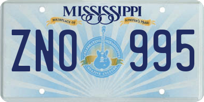 MS license plate ZNO995