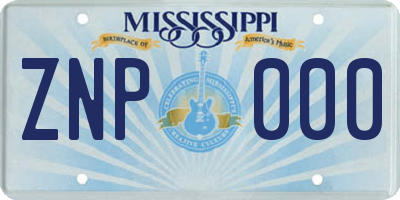 MS license plate ZNP000
