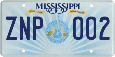 MS license plate ZNP002