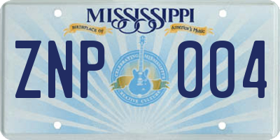 MS license plate ZNP004