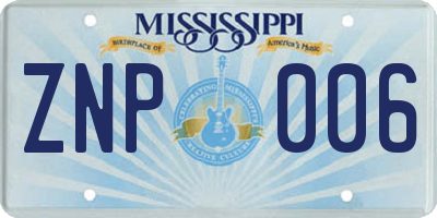 MS license plate ZNP006