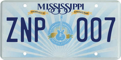 MS license plate ZNP007