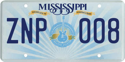 MS license plate ZNP008