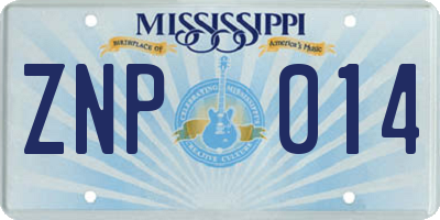MS license plate ZNP014