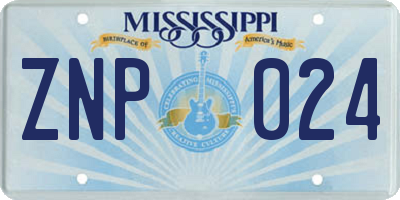 MS license plate ZNP024