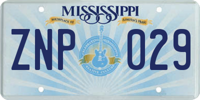 MS license plate ZNP029