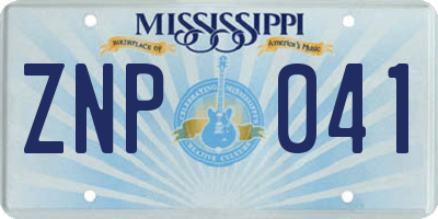 MS license plate ZNP041