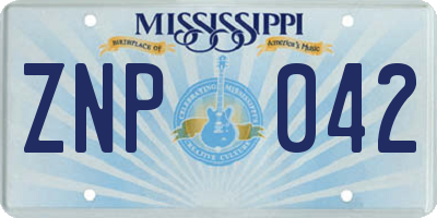 MS license plate ZNP042