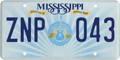 MS license plate ZNP043