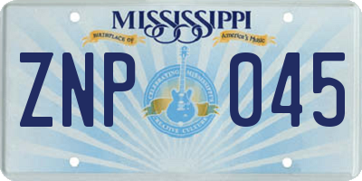 MS license plate ZNP045