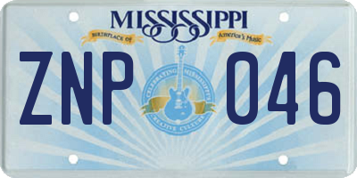 MS license plate ZNP046