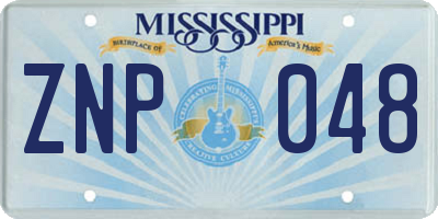 MS license plate ZNP048