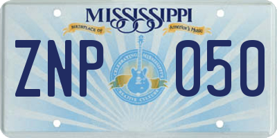 MS license plate ZNP050