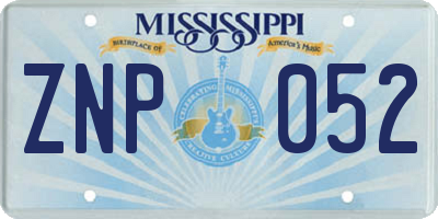 MS license plate ZNP052