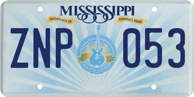 MS license plate ZNP053