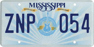 MS license plate ZNP054