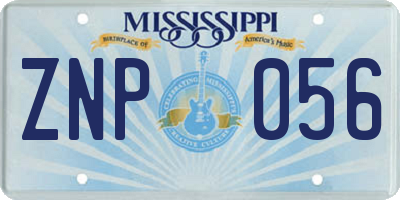 MS license plate ZNP056