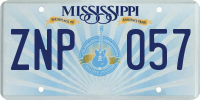 MS license plate ZNP057