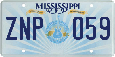 MS license plate ZNP059