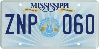 MS license plate ZNP060