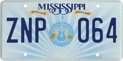 MS license plate ZNP064