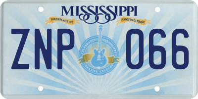 MS license plate ZNP066