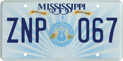 MS license plate ZNP067