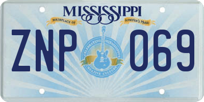 MS license plate ZNP069