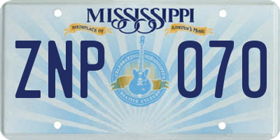 MS license plate ZNP070