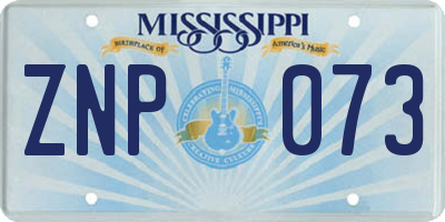 MS license plate ZNP073