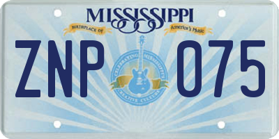 MS license plate ZNP075
