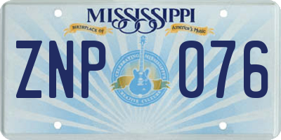 MS license plate ZNP076