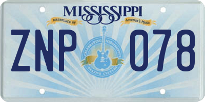 MS license plate ZNP078