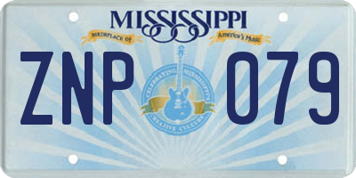 MS license plate ZNP079